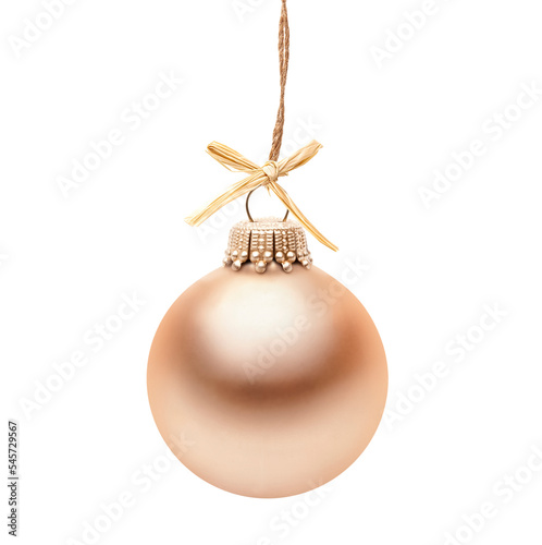 Goldene Weihnachtskugel isoliert auf weissem Hintergrund