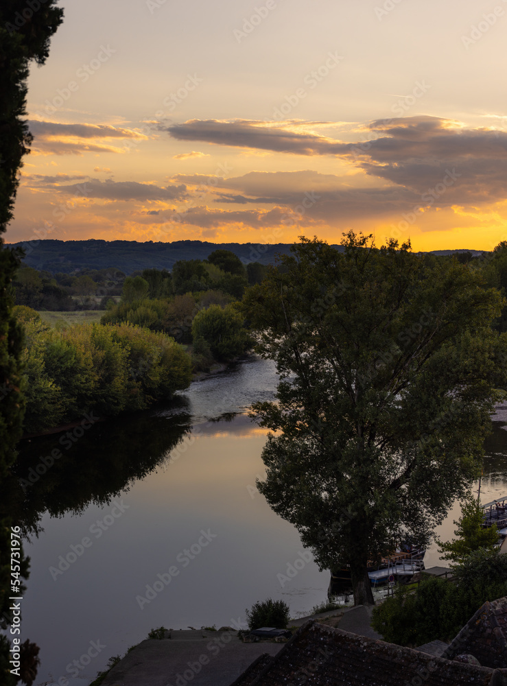 sunset over the Dordogne river