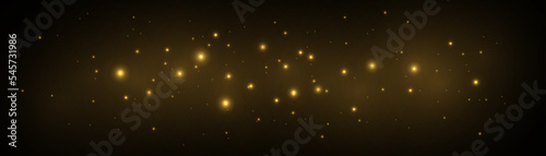 Glowing golden effect with lots of shiny particles isolated on transparent background. Vector star cloud with dust glare for design and illustrations. 