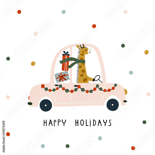Cartoon Christmas car card