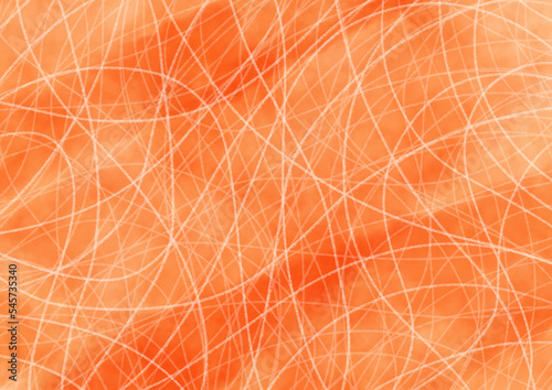 白色の線の曲線があるオレンジ色の水彩風背景素材