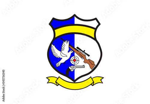 bird sniper with template badge logo design
