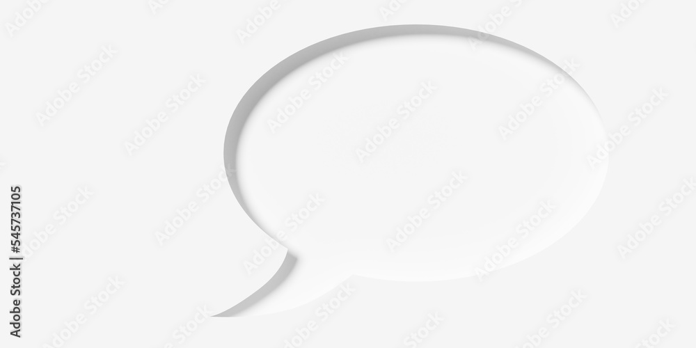Single round white empty speech bubble or balloon inset on white background with shadow, information or communication concept template Single round white empty speech bubble or balloon inset on white background with shadow, information or communication concept template