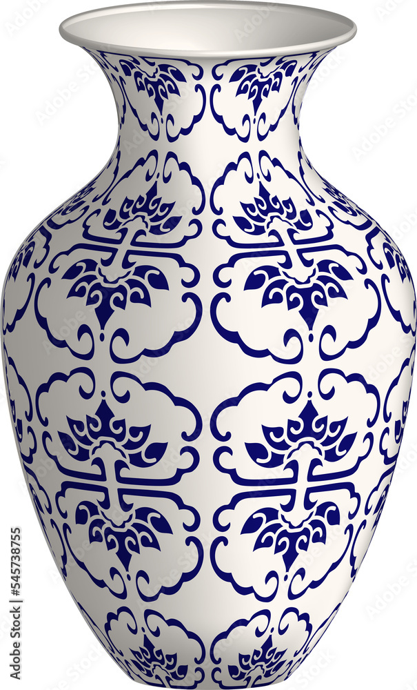 Navy blue China porcelain vase botanic spiral curve frame Navy blue China porcelain vase botanic spiral curve frame
