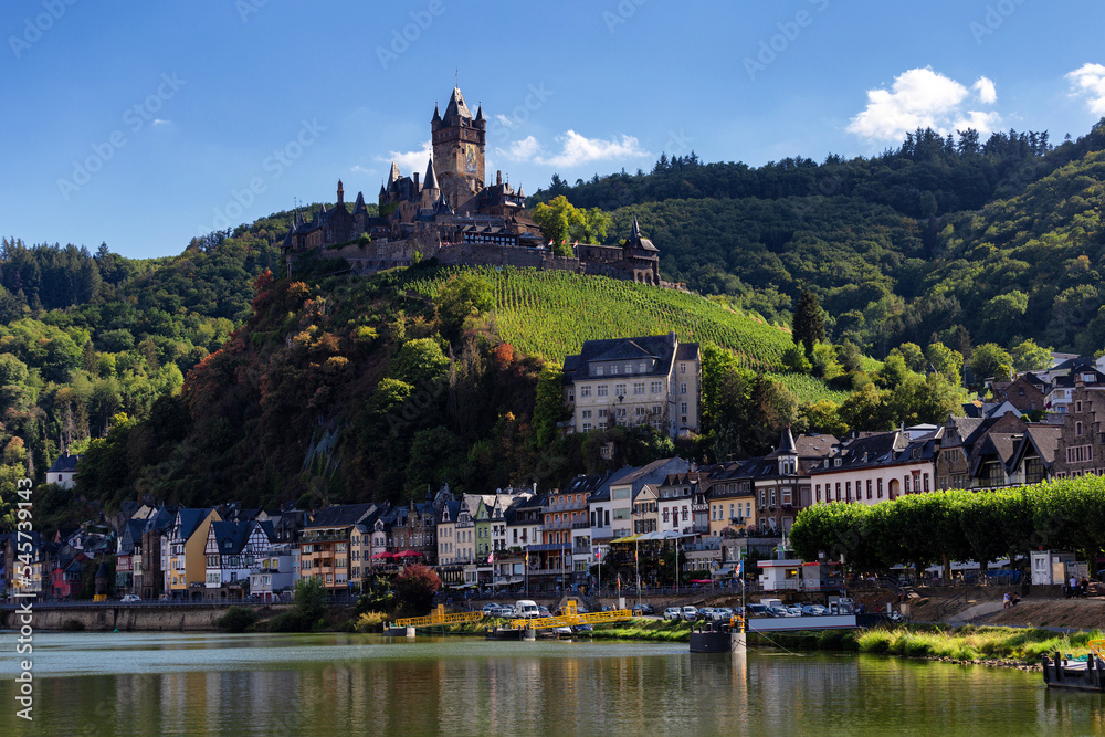 Cochem, Germany. Old town and the Cochem (Reichsburg) castle on the Moselle river.