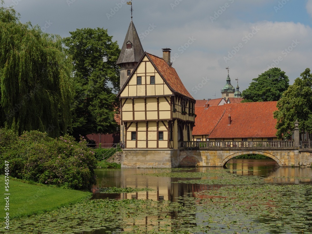 Low-angle view of an ancient building in Steinfurt, Germany