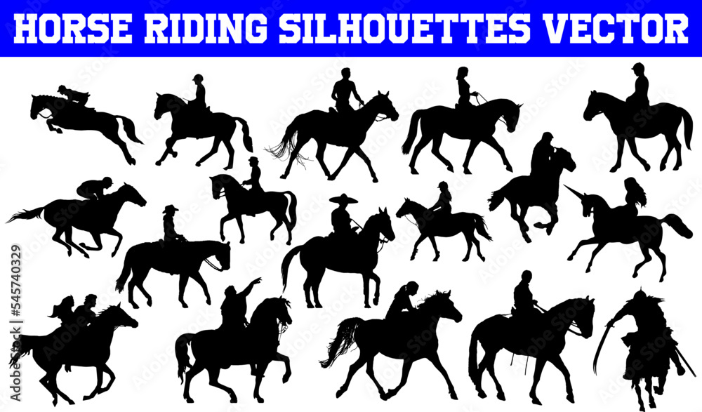 Horse Riding Silhouettes | Horse Riding SVG | Clipart | Graphic | Cutting files for Cricut, Silhouette
