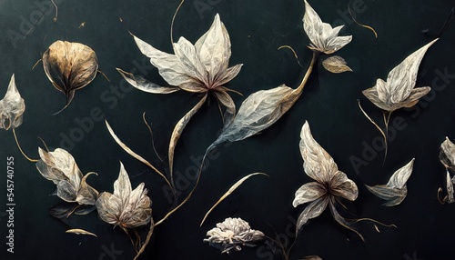 Wallpaper Mural Beautiful dark abstract exotic flowers. Luxurious dark ink flowers and patterns. Torontodigital.ca