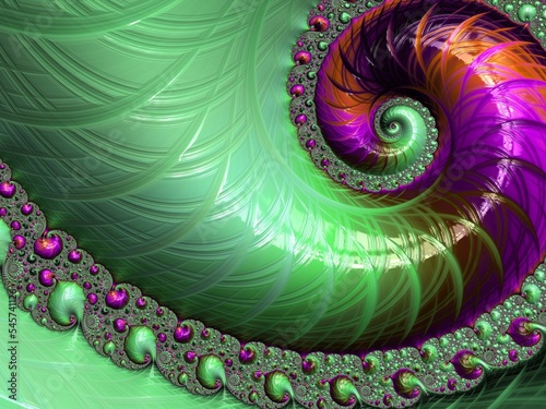 Abstract illustration of a colorful fractal design of a swirl pattern
