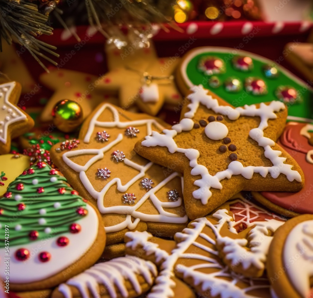 Christmas cookie decorated digital 3D illustration