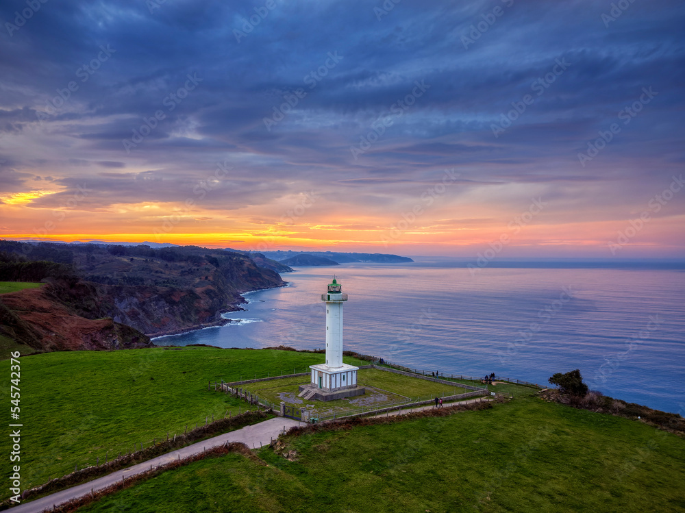 Landscape with the Lighthouse of Lastres, Asturias.