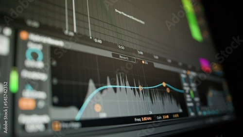 Music sequencer - equalizer at work The process of creating music on a computer, screen