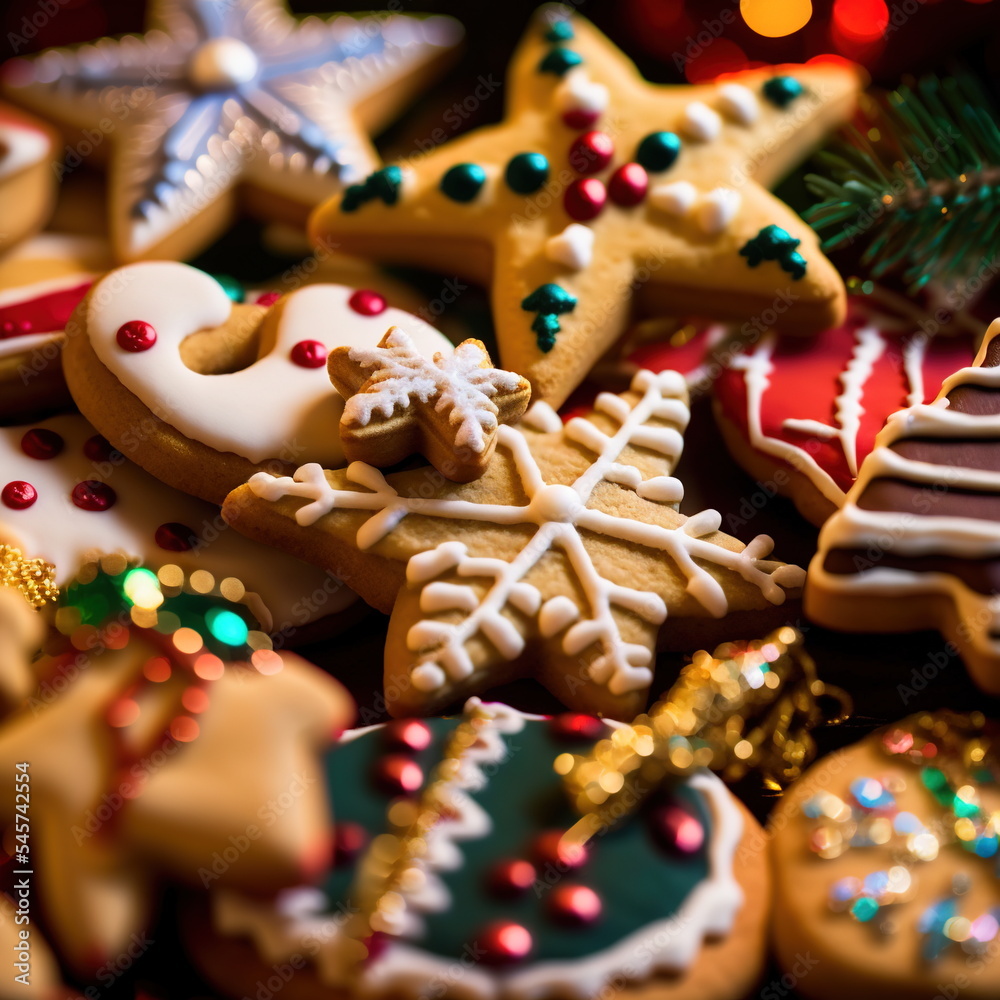Christmas cookie decorated digital 3D illustration