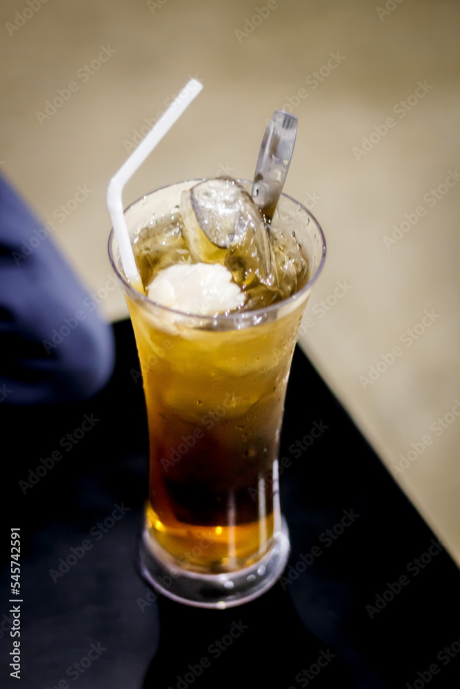 Close up glass of lychee tea with fresh lychee fruit Close up glass of lychee tea with fresh lychee fruit