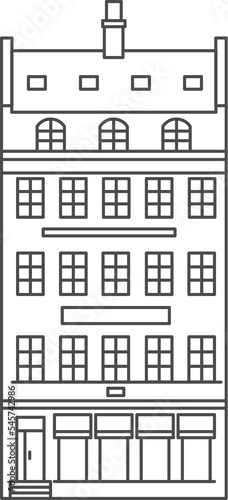 Old European houses. Architecture of the Netherlands. Outline illustration.