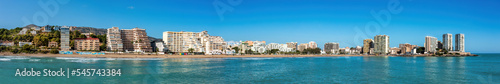 Panorama of main beach in Oropesa del Mar, Valencia Community, Spain