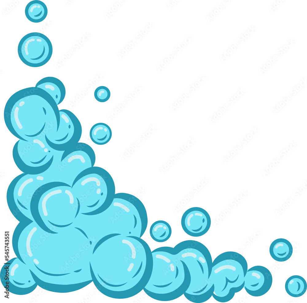 Cartoon soap foam with bubbles. Light blue suds of bath, shampoo, shaving, mousse. Cloud Cartoon soap foam with bubbles. Light blue suds of bath, shampoo, shaving, mousse. Cloud