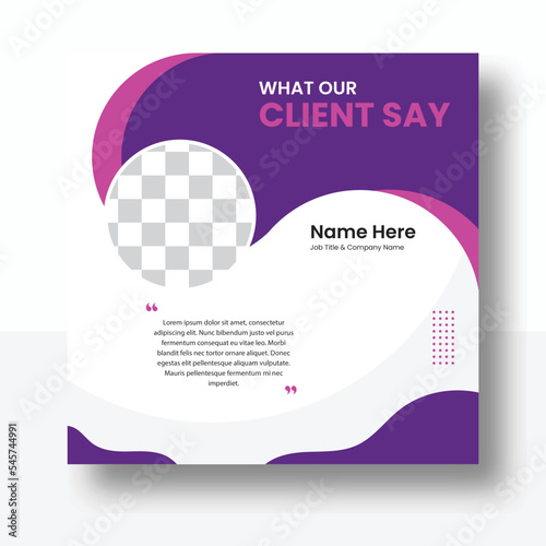 Clients testimonial or customer feedback review social media post