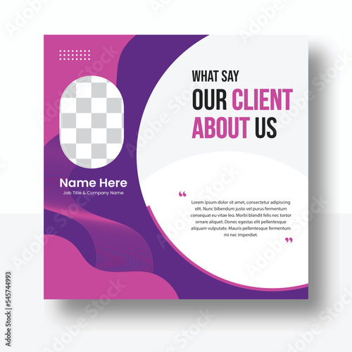 Clients testimonial or customer feedback review social media post