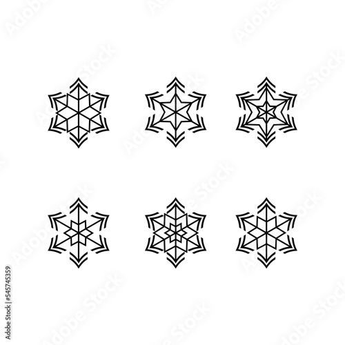 snowflake vector icon silhouette, isolated on white background, christmas ornaments icon, illustration.