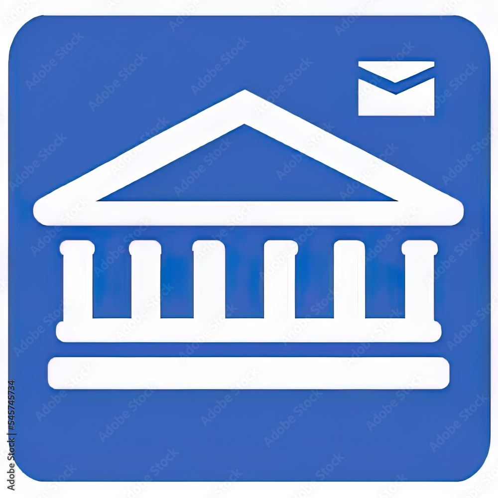 Bank Message icon. Glyph style is flat iconic symbol with rounded angles, cobalt color, white background. Bank Message icon. Glyph style is flat iconic symbol with rounded angles, cobalt color, white background.