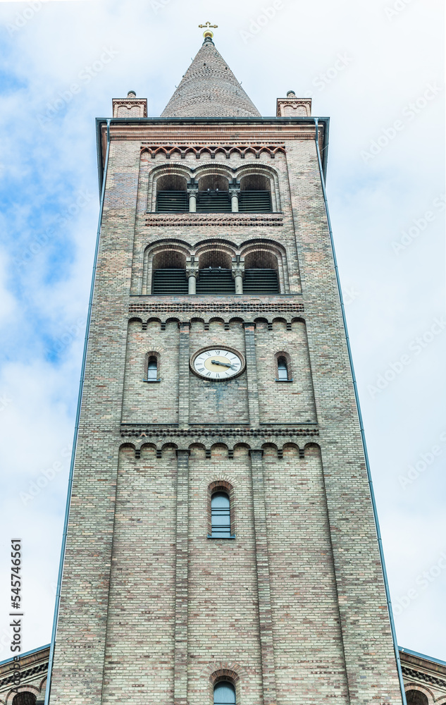 POTSDAM, GERMANY - October 15 2022: Historic bell tower of the Catholic Parish Church of St. Peter and Paul, Potsdam. POTSDAM, GERMANY - October 15 2022: Historic bell tower of the Catholic Parish Church of St. Peter and Paul, Potsdam.