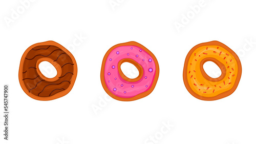 a donut vector illustration of a donut. a set of donuts. different delicious donuts. donuts on a white background