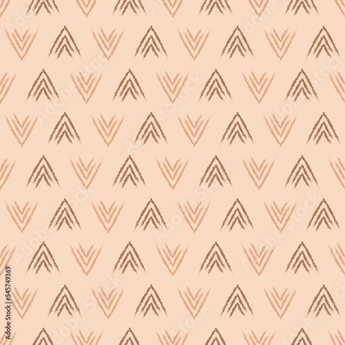 Seamless geometric pattern with line brush elements on pink background. Vector print for fabric background, textile