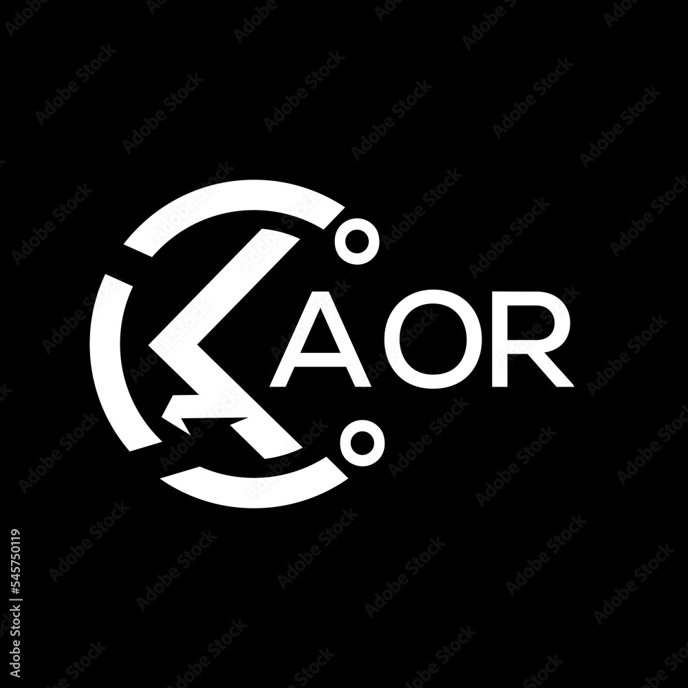 AOR letter logo. AOR black background and white letter. AOR technology