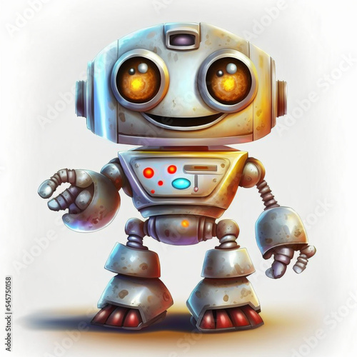 Children's book illustration of cute robot, digital art © PostReality Media