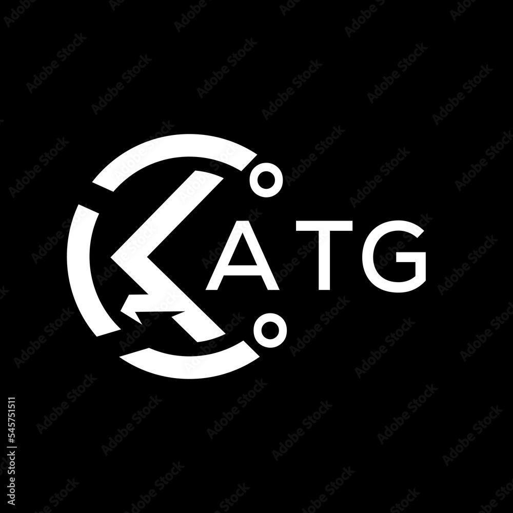 ATG letter logo. ATG black background and white letter. ATG technology