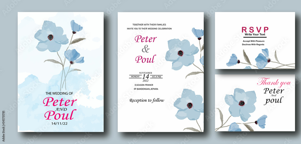 set of wedding cards