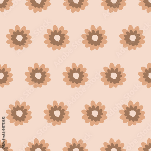 Seamless geometric pattern with flowers on light background. Vector print for fabric background, textile