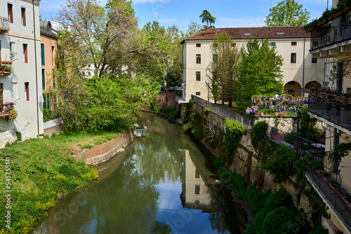 Retrone River running through Vicenza, Veneto, Italy