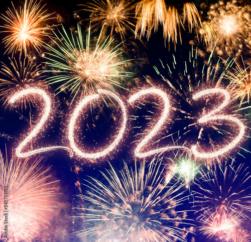 Stampa su tela 2023 New Year fireworks background