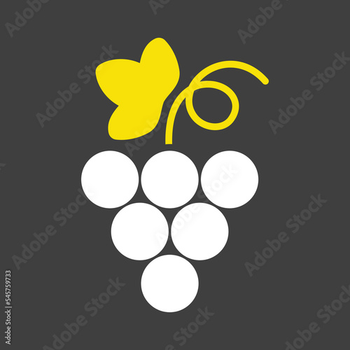 Bunch of grapes with leaf vector glyph icon
