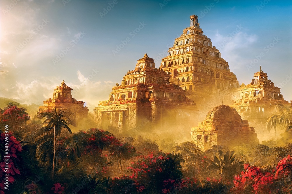 El Dorado, the lost city, hidden magical land of ancient civilization - obrazy, fototapety, plakaty 