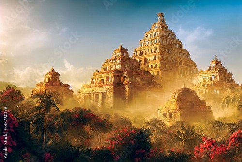 El Dorado, the lost city, hidden magical land of ancient civilization photo