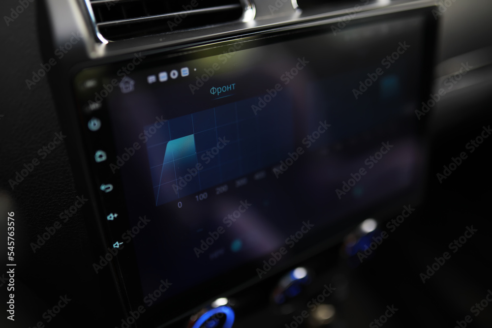 The process of choosing climate control in the car. Various controls in auto switches. Modern car interior The process of choosing climate control in the car. Various controls in auto switches. Modern car interior