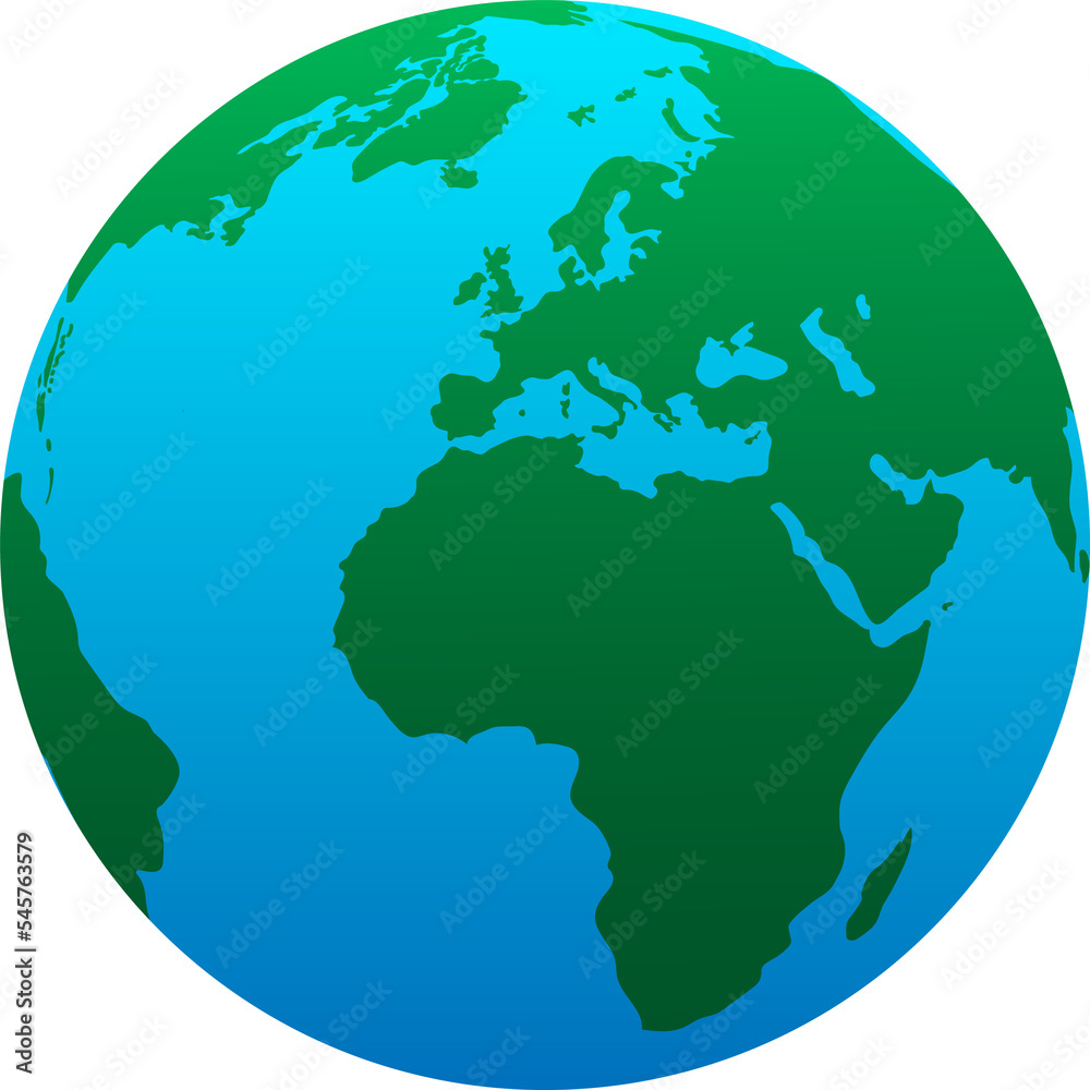 Planet Earth with green continents Africa and Europe