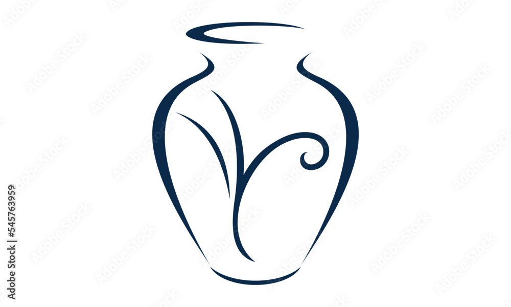 line art pot logo template