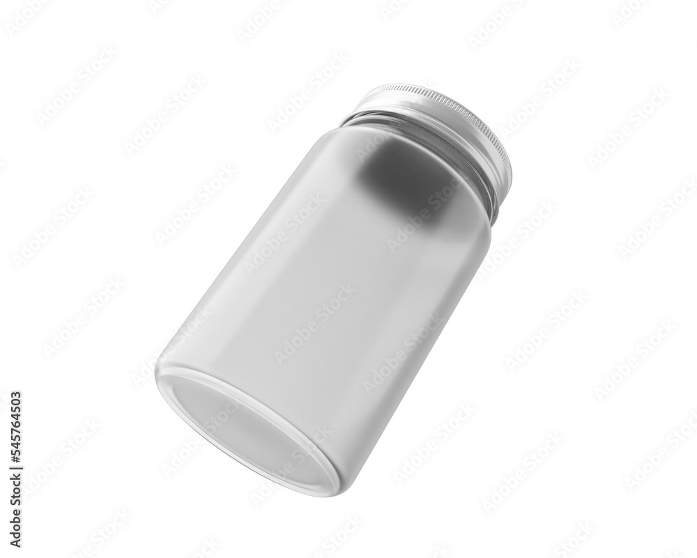blank clear glass jar and screw cap with transparent background. 3D render. blank clear glass jar and screw cap with transparent background. 3D render.