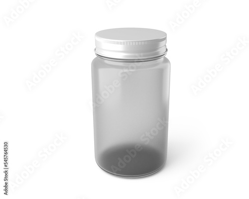 blank clear glass jar and screw cap with transparent background. 3D render. 
