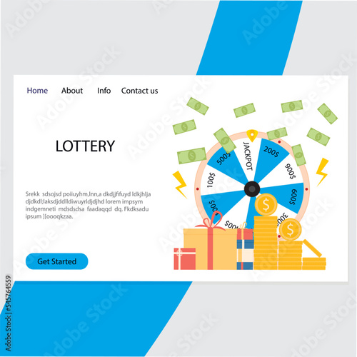Lottery landing page, win lot of money and prize
