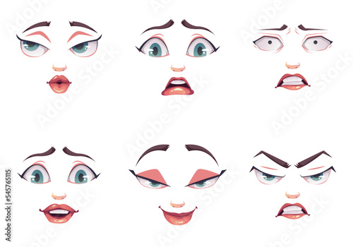 Woman girl face avatar constructor creation generator design element concept illustration