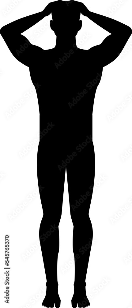 Man silhouette with raised arms