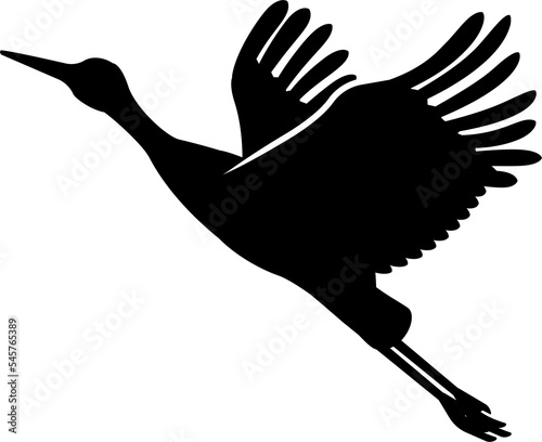 Silhouette of taking flight stork
