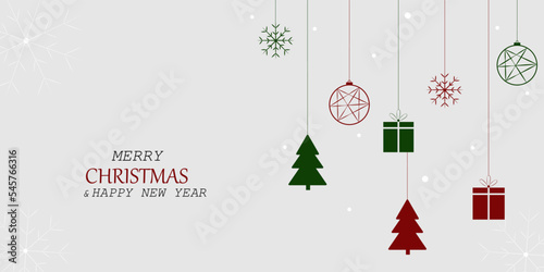 Greeting card, Merry Christmas, and Happy New Year. Vector illustration.