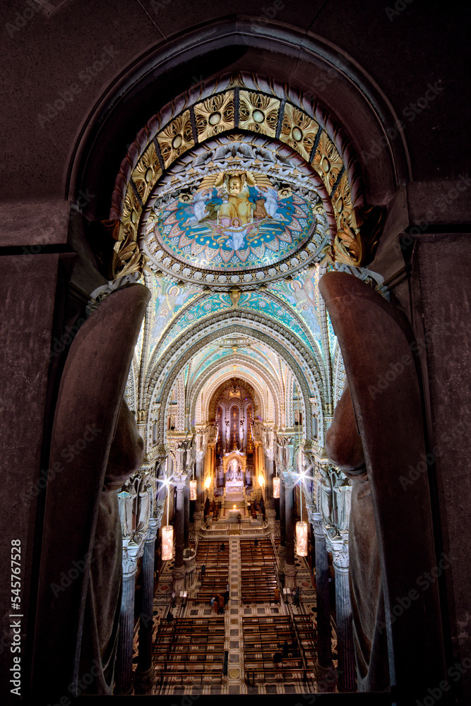 The nave of the Fourvière basilica - Lyon - France