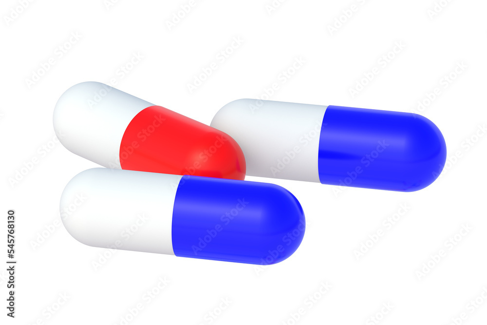 Pills isolated on white background. 3d render Pills isolated on white background. 3d render